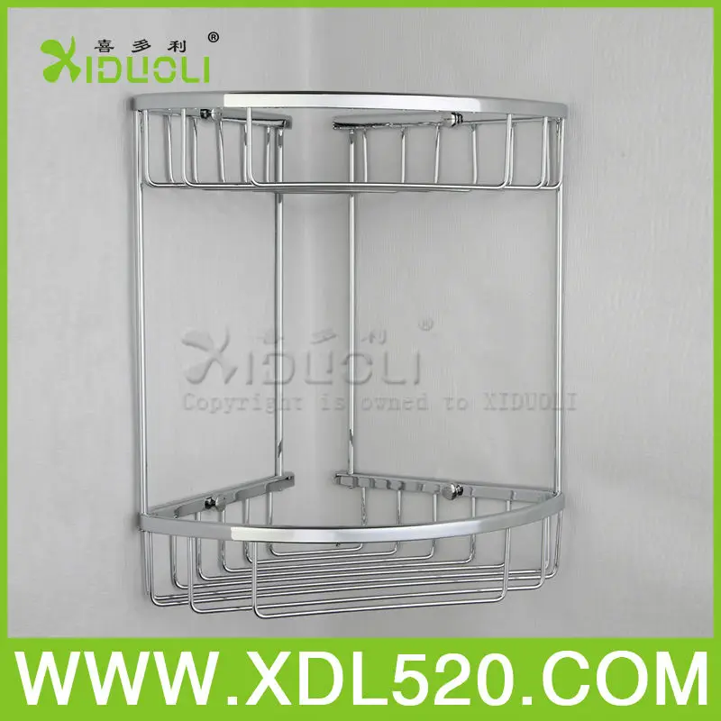 wall hanging corner brass bathroom basket