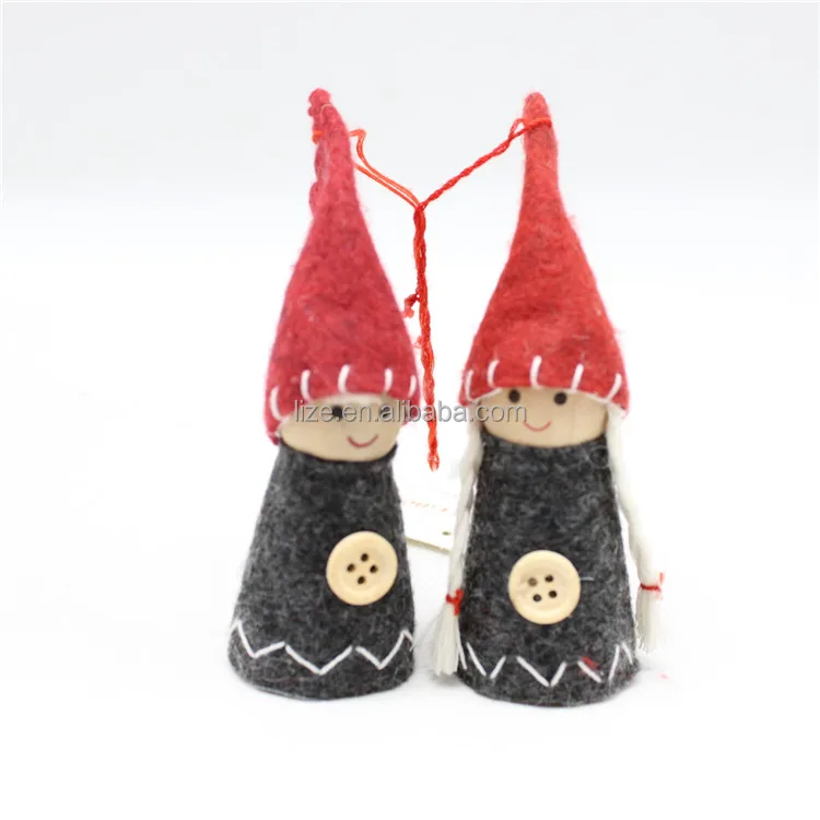 Christmas decoration home craft wood felt elf ornament