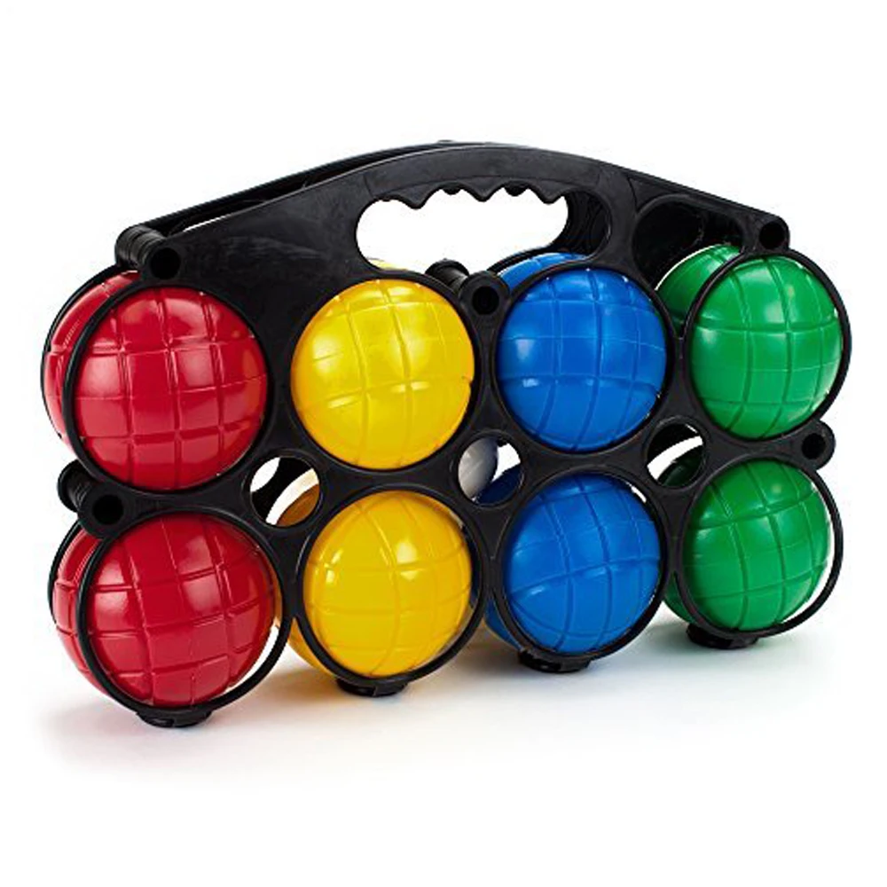 4-Player Bocce Set with Carrying Case | Set of Soft, Lightweight Plastic Balls;
