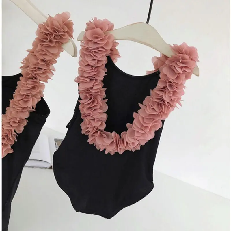 2019 New item one piece black swimsuit highwaist backless swimwear for mum and me