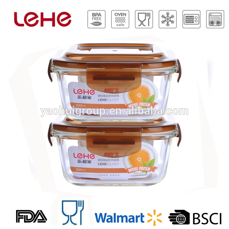 Hot sales Microwave Oven Safe Square glass container leakproof bento lunch box
