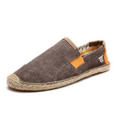 Casual Mens cloth shoes Spring summer new straw National style embroidery all-match lazy canvas  shoes Breathable soft