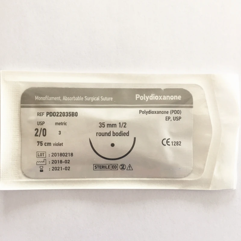 CE ISO  Supply Polydioxanone Surgical Suture Thread With Needle USP6/0 5/0 4/0 3/0 2/0 0# 1# 2#