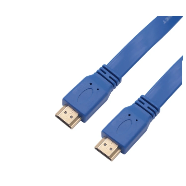 
Blue color HDTV Flat Cable HDTV 1.4 Version Ultra High Speed 18Gbps 1080p 3D Gold Plated Connectors - Ethernet & Audio Cable 