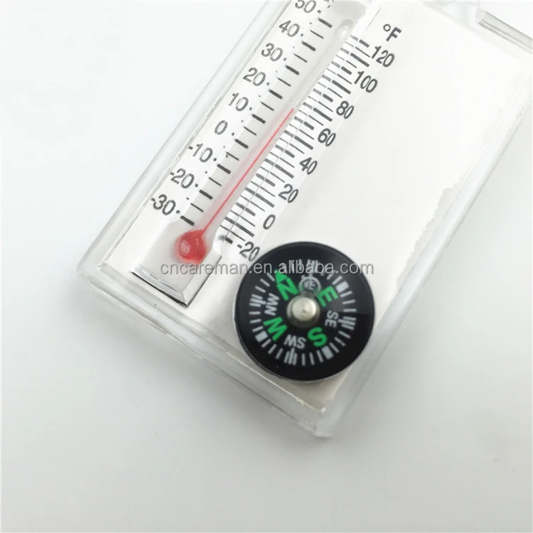 Transparent Keychain Compass with Thermometer, Key Ring Thermometer Compass OEM Orders Accepted