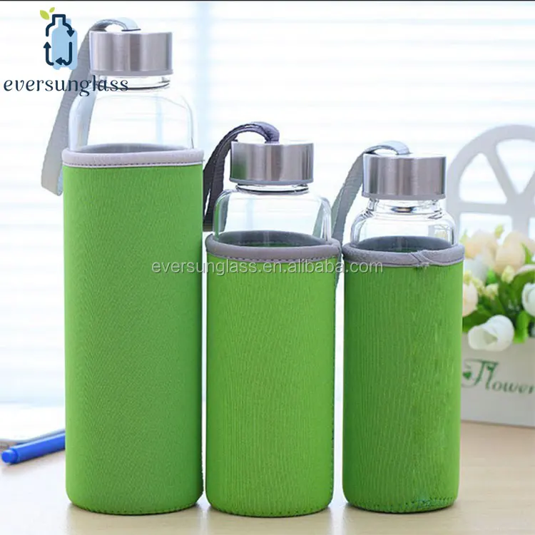 500ml Portable Double Wall Drinking Glass Tea Infuser Water Bottle With Silicone Sleeve