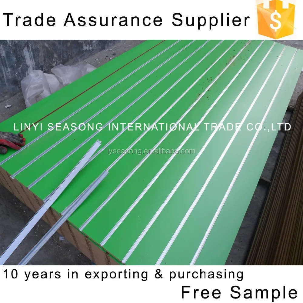 1220*2440mm white melamine MDF slot board with aluminum channel inserts