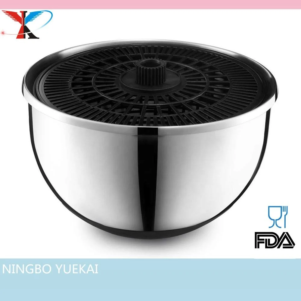 Электрический Спиннер для салата-миска из нержавеющей стали, пластиковая крышка и дуршлаг