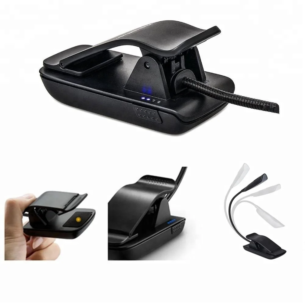 
Rechargeable Book Light Clip on lamp Adjustable Color Temperature up to 33 Hours of Continuous Lighting Time USB cable included 