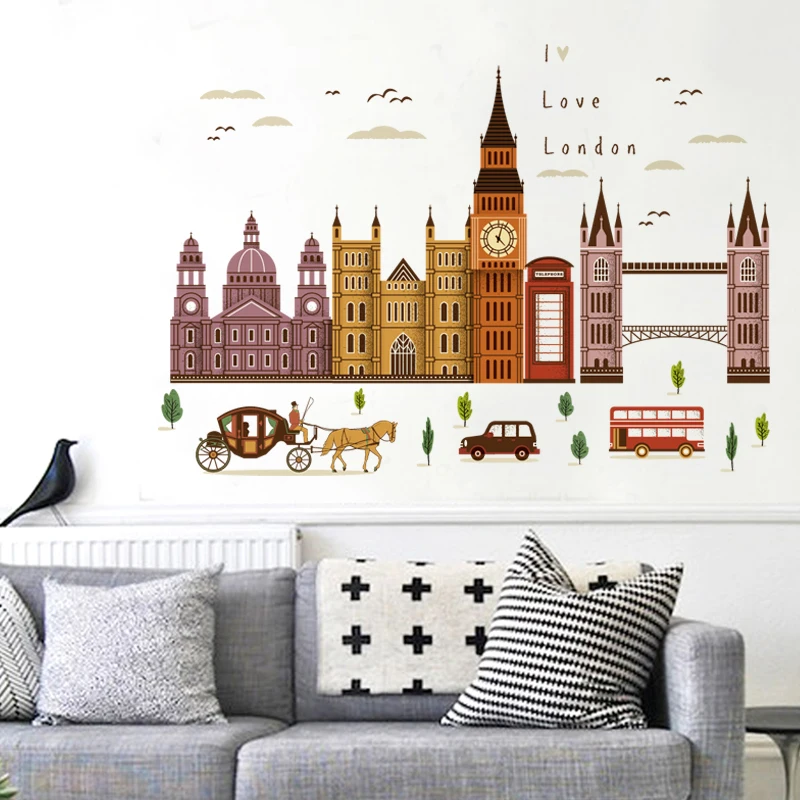 YIYAO лондонская Башня Биг-Бен мост настенные наклейки съемные настенные наклейки фрески