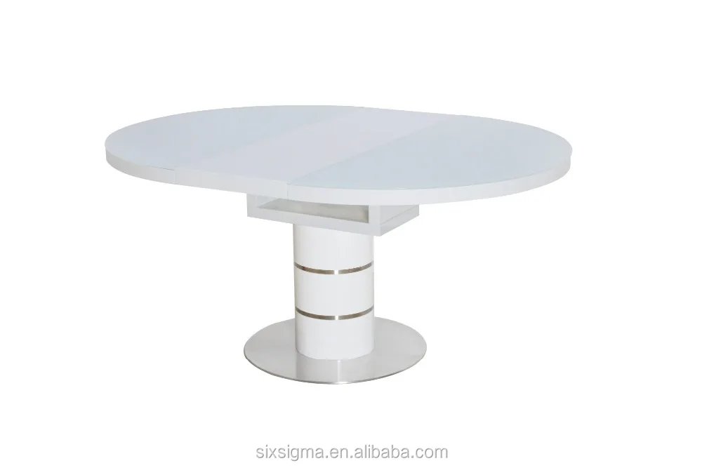 Современные белый глянцевый деревянная круглый обеденный стол Расширение Комплект