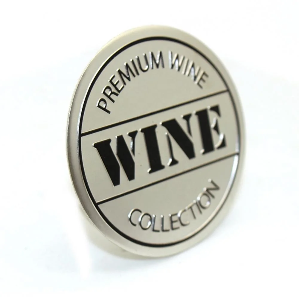 Custom Aluminum Embossed Bottle Label Metal Logo Wine Metal Sticker Metal Wine Label