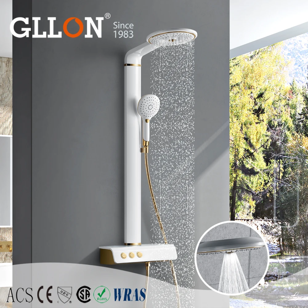 
Design Aerospace Grade Aluminium Multi Functions Massage Raining Shower Column Panel with Heat-resistant and flexible hose 