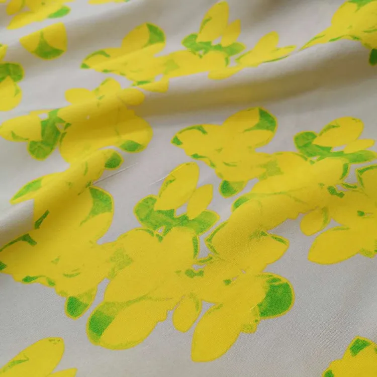 Printed natural mulberry dupion silk fabric for dress garment