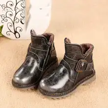 2016 New Arrival Genuine Leather Children snow boots cotton padded Shoes Children Warm Shoes Boys Girls