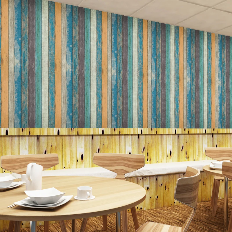 YIYAO Waterproof PVC designs wallpaper retro wood wall paper photo
