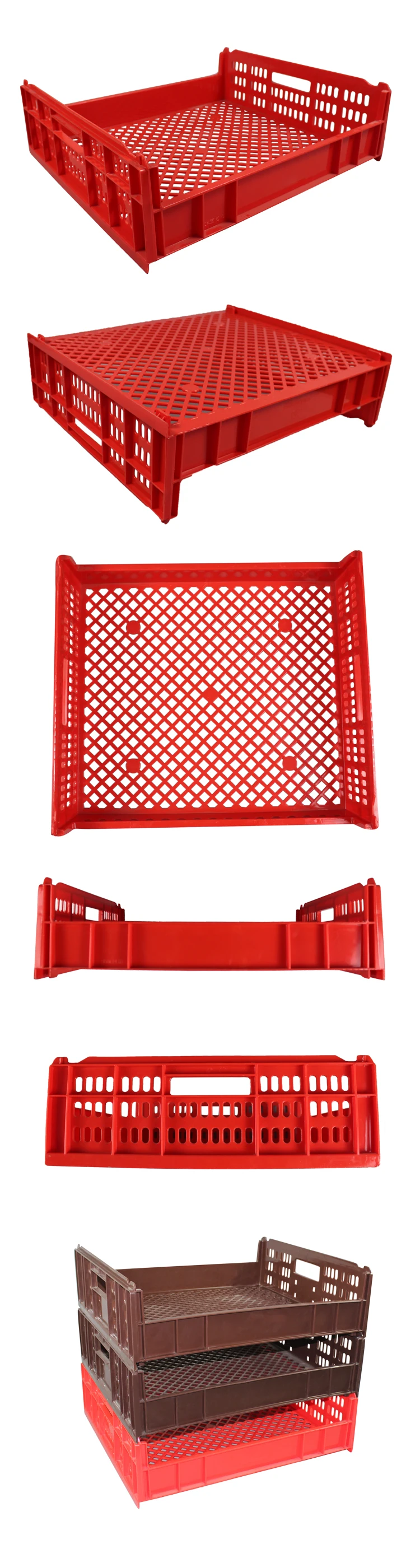Stackable food grade plastic bread crate 545*485*162mm