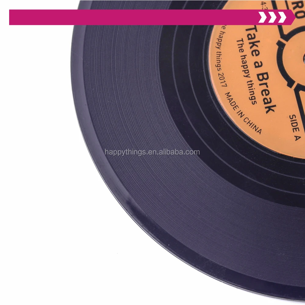 Custom Logo Promotional item Retro Vinyl CD Record Soft Silicone Cup Mat