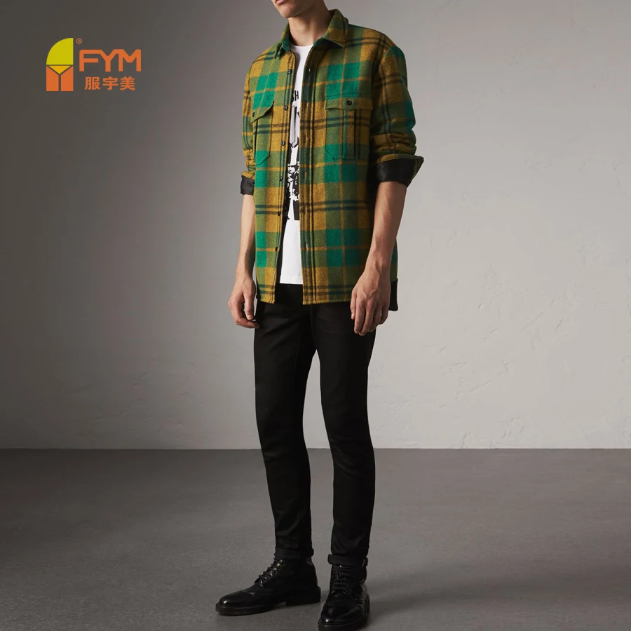 
factory price flannel green fashion style thick latest shirts for men pictures 