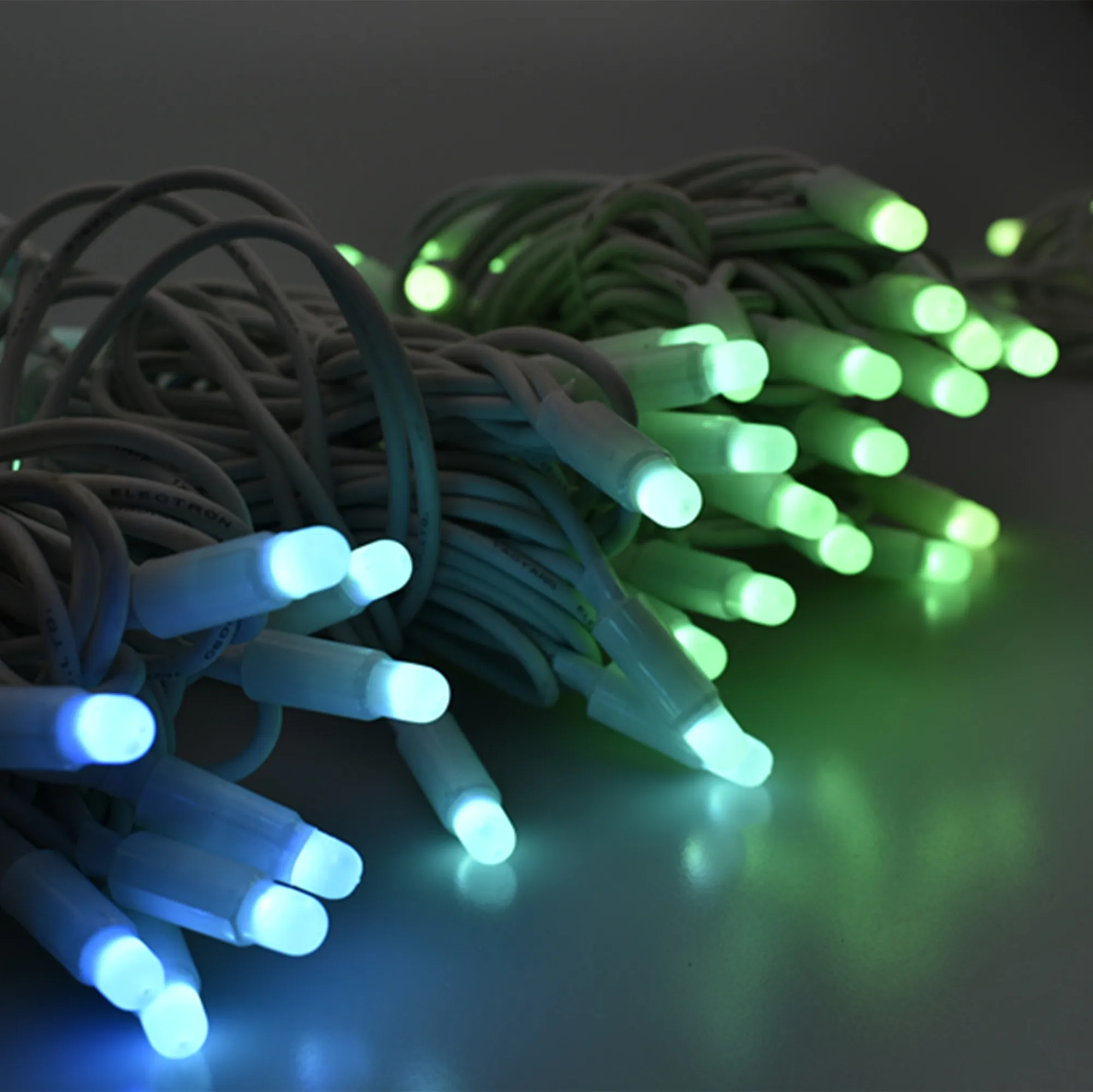 Smart Pixel Light RGB LED String Light 100L Rubber Cable Capsule Bulb IP 66 Chain Light for Commercial Outdoor Application