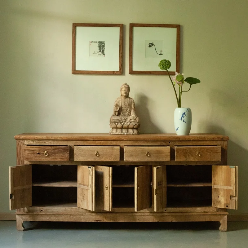 Reclaimed elm natural wood  rustic furniture solid wood customized furniture bespoke furniture supplier living room cabinet
