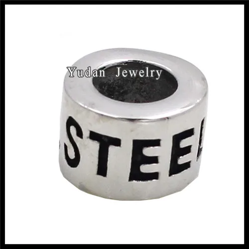 
Factory Custom Stainless Steel Silver Engraved Logo Bead 