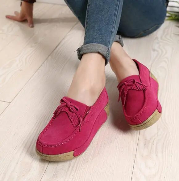 UP-0159D Fashion Suede Leather Thick Sole Shoes Casual Platform Shoes Sneaker for Women