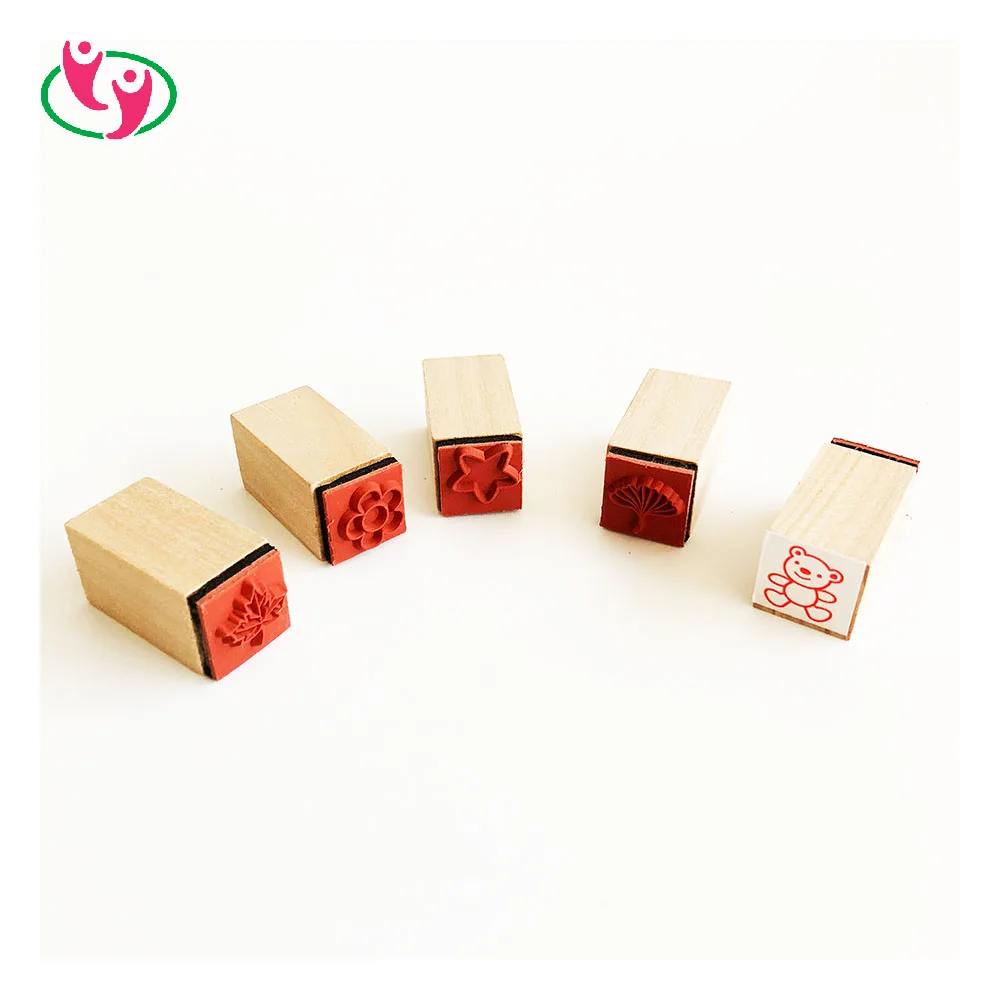 Customized Kids Craft Toy Wooden Rubber Stamp Set