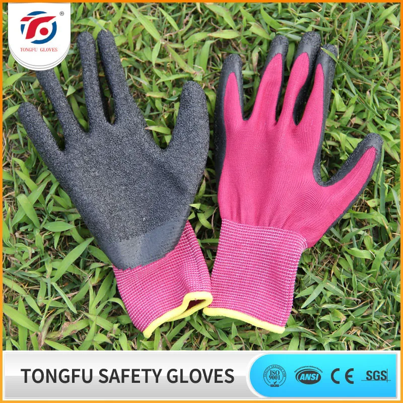 latex coated polester lined,crinkle finished glove