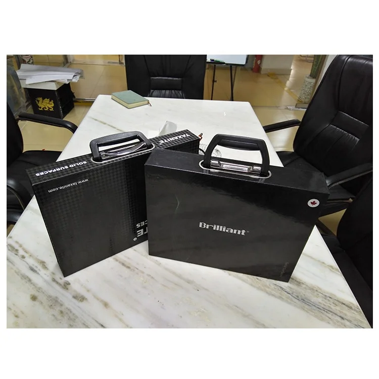 China manufacturer natural stone handle box sample case counter top glass display case display box cardboard sample box