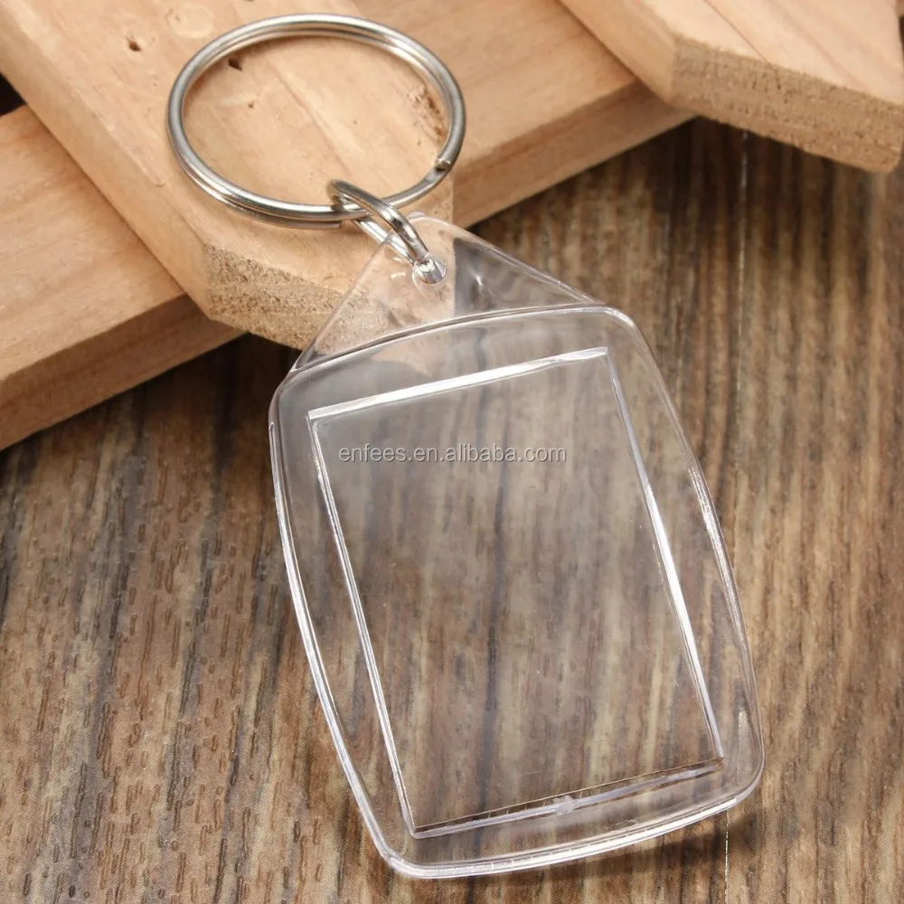 50 Clear Acrylic Photo Keychains by 5.4cm x 3.2cm Translucent Blank Keyring