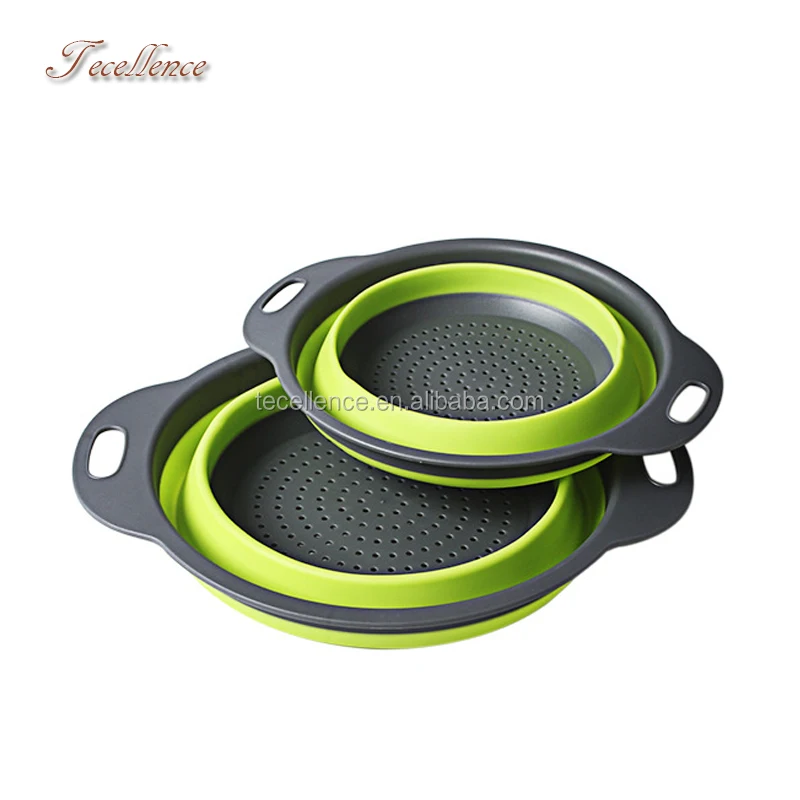 Amazon Top Selling Round Foldable Silicone Strainer Bowl/Colander with Handle