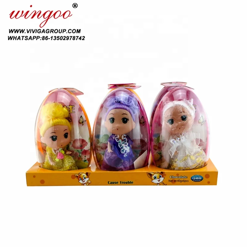 
new baby girls doll capsule shaped high quality chocolate candy egg toy candies 