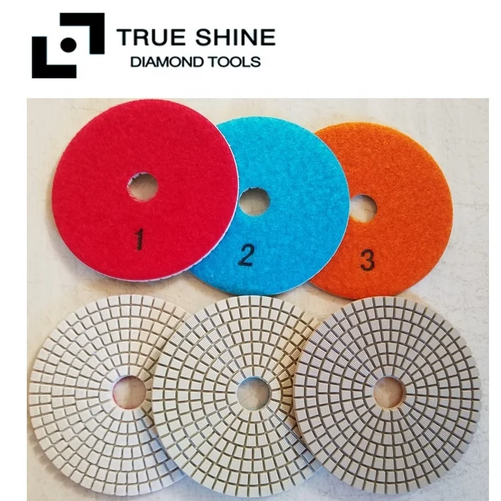 100mm  wet or dry  3 step diamond polishing pads for all stones and tiles