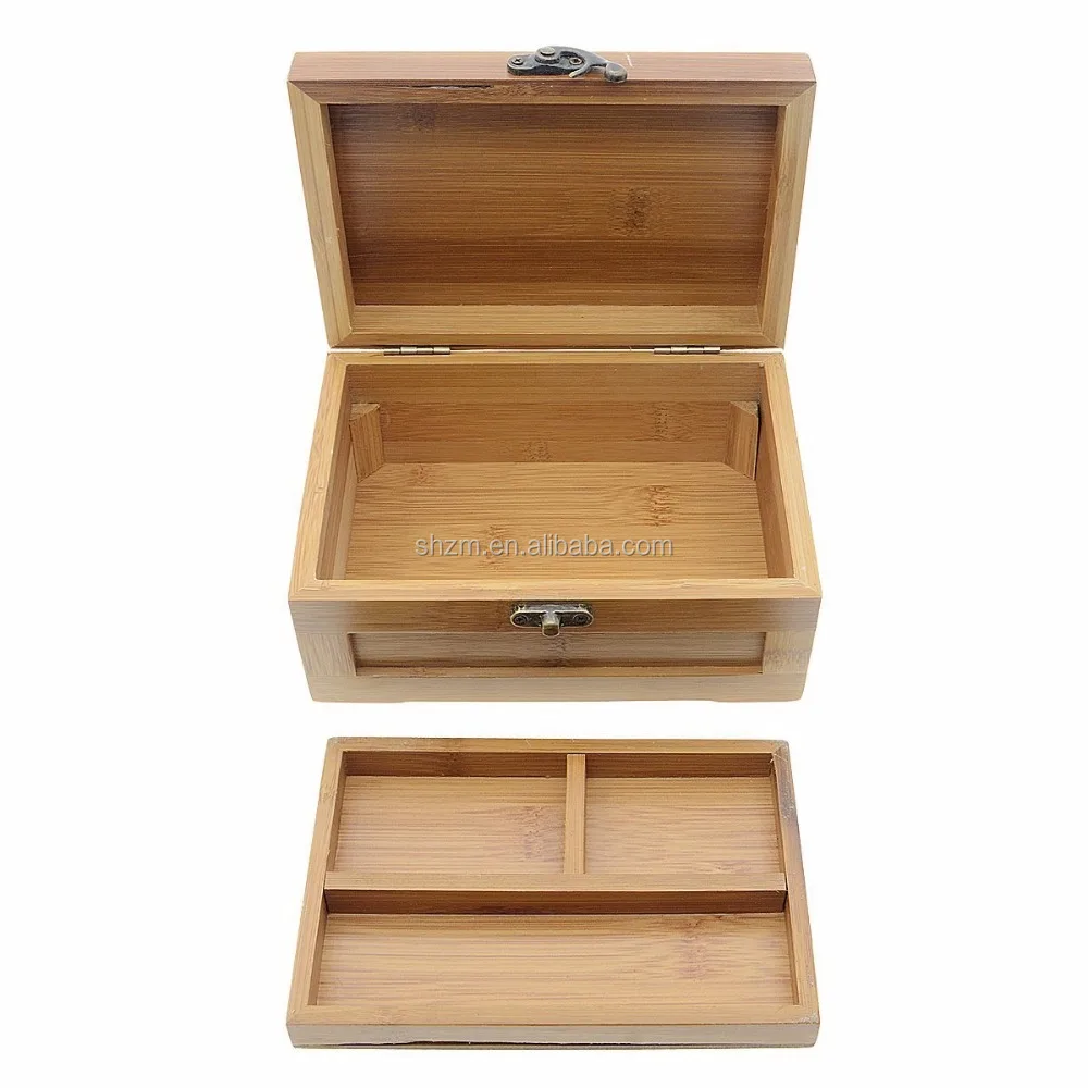 Natural BambooJewelry Gift Box Bamboo Two-Layer Jewelry Box Organizer Tray Storage Case