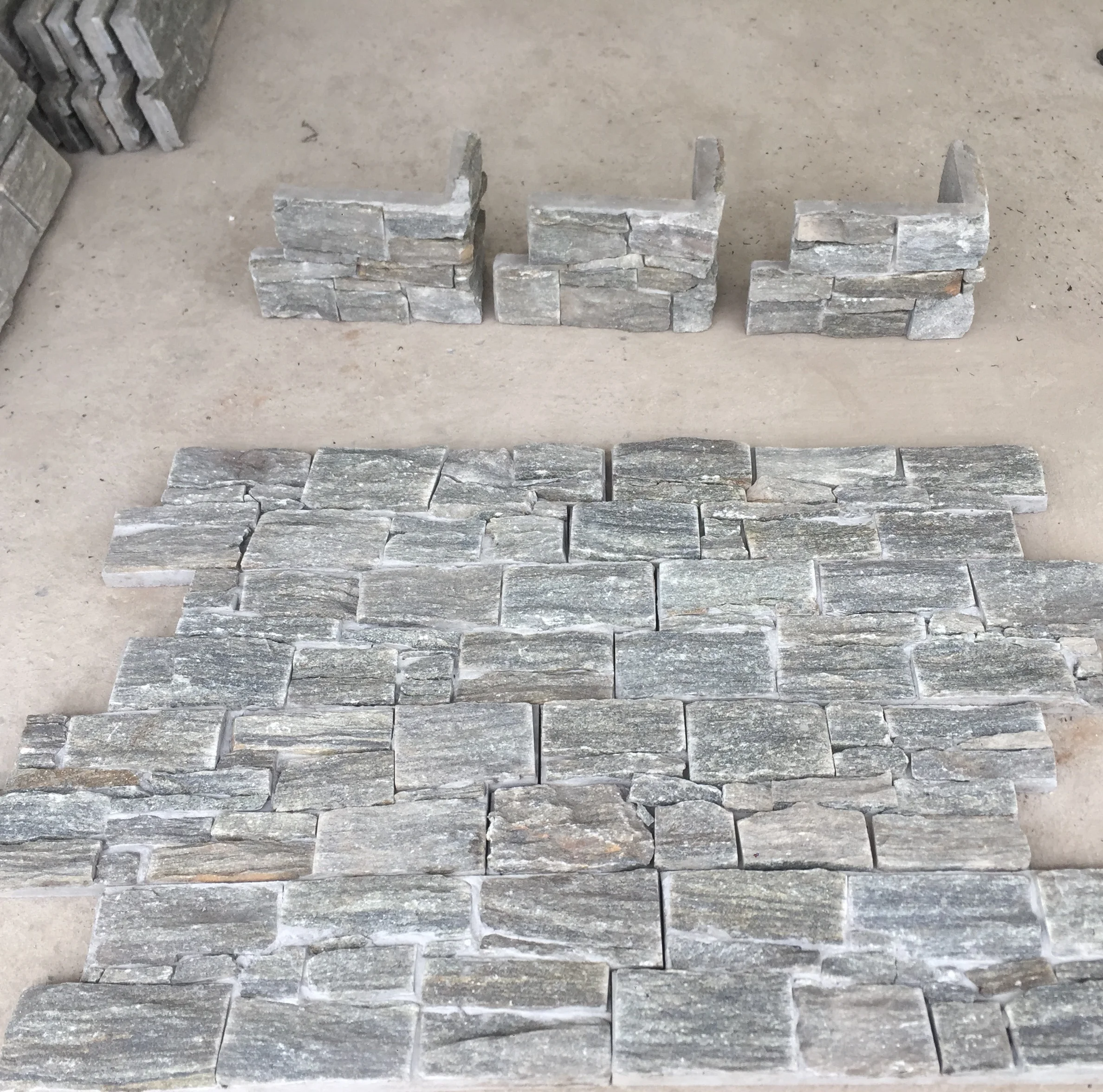 Natural Green Quartzite Cement Wall Cladding Ledge Stone