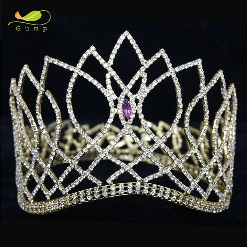 Gold Silver Crystal Full Round Crown Circle Crowns