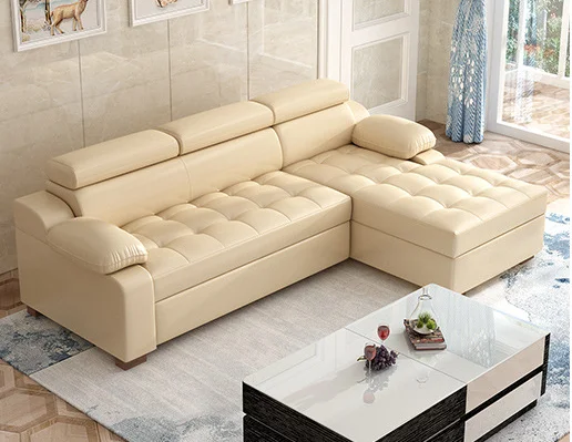 Home living room funiture sleeper couch full grain white recliner cum set leather sofa bed