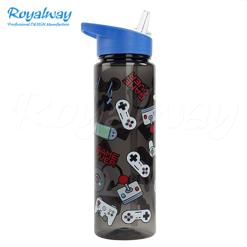 Portable Leak Proof Kids Sport Water Bottle Reusable Plastic Juice Bottle with One Click Flip Lid