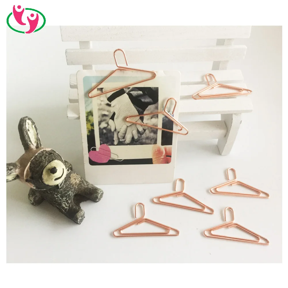 Popular Rose Gold Mini Hanger Shaped Paper Clips for Promotion