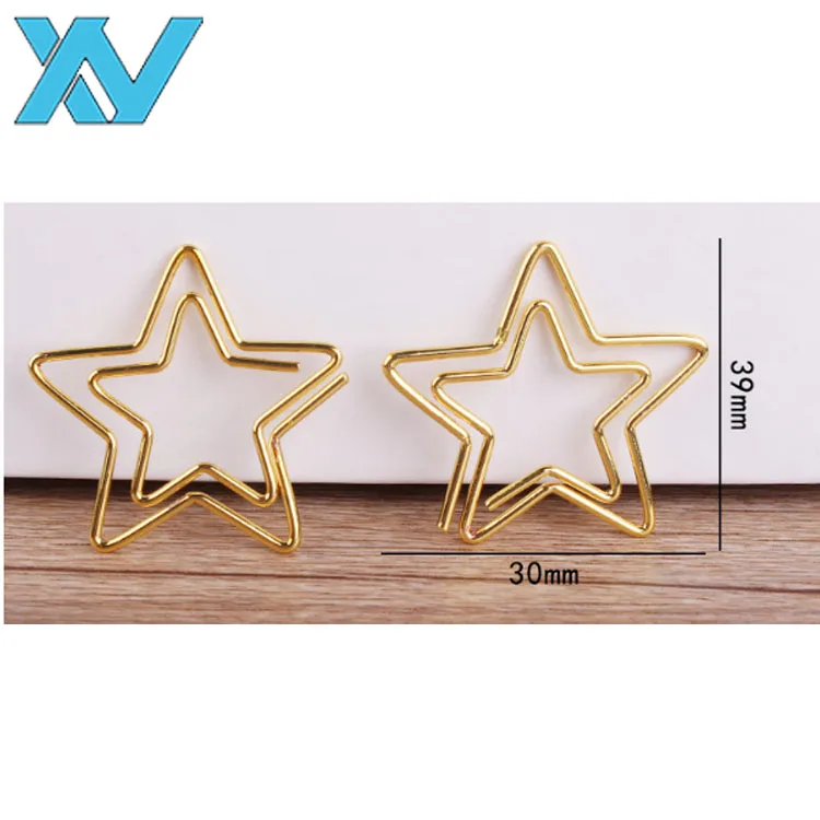 metal wire gold star paper clip bookmark with ABS box