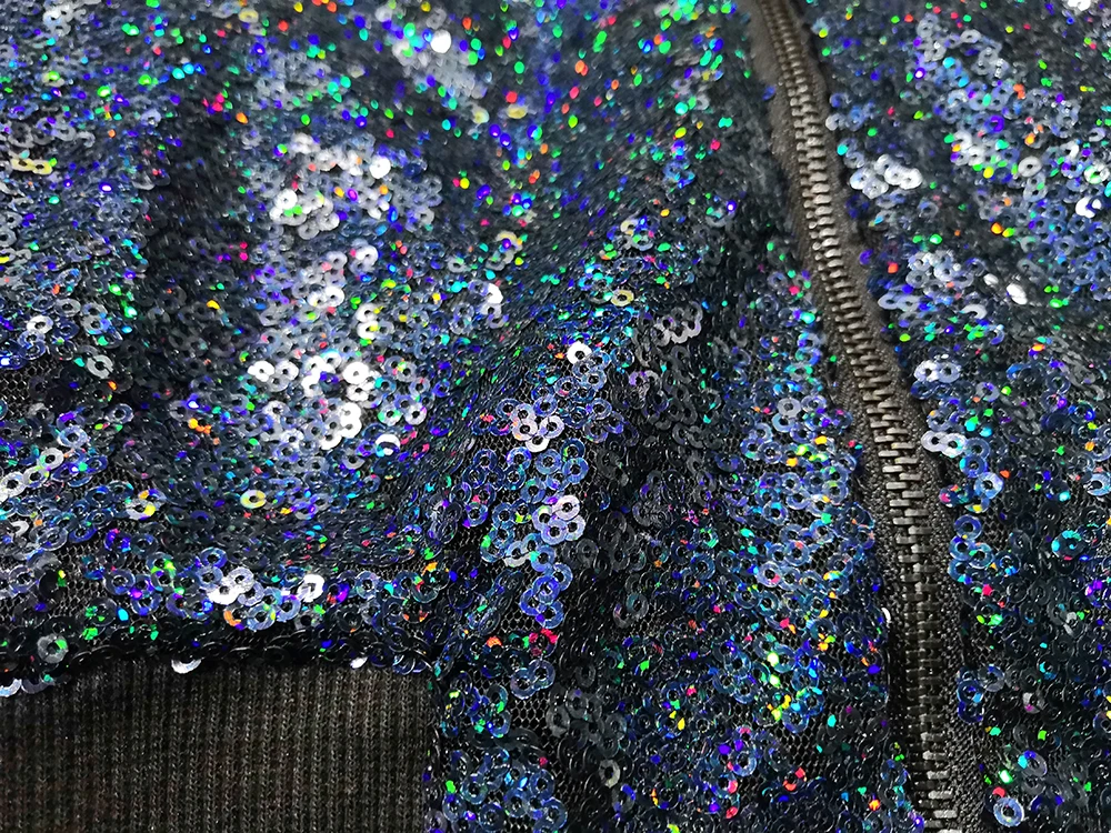 Baseball Fashion Design Women Custom Bomber Sequin Jacket Wholesale