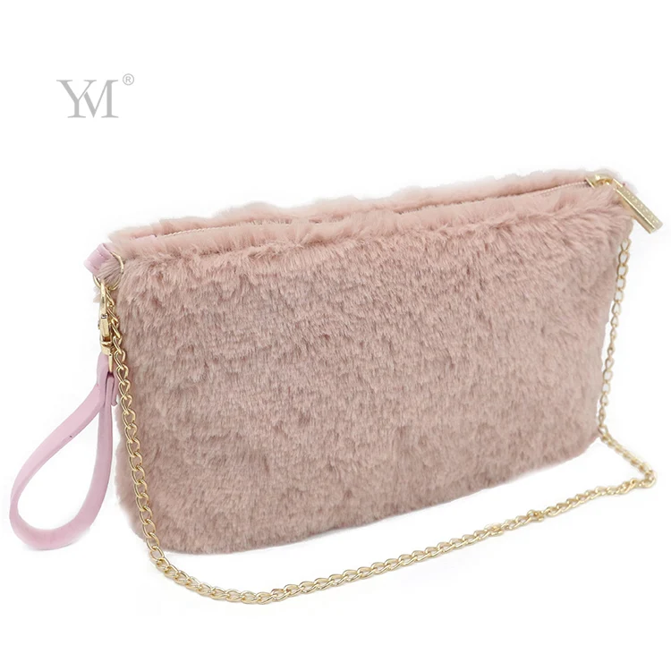 Fashion Lady Hanging Plush Velvet Makeup Cosmetic Bag with Chain