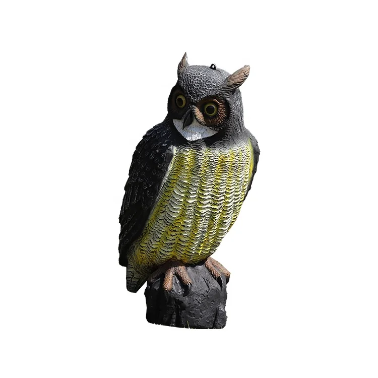 Outdoor Plastic Big Owl Decoy Garden Protection Repellent Hunting Device For Birds Mice Squirrels