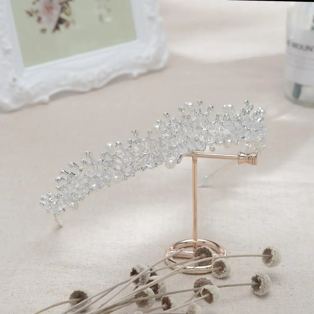 
Wholesale factory price Pearl Princess Crown Tiaras wedding Crowns for Bride 