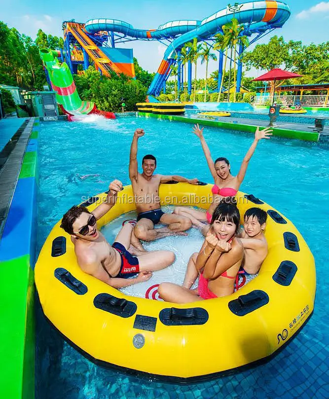 Custom 4-6 Person Heavy duty Inflatable water park ride wave surf round tube