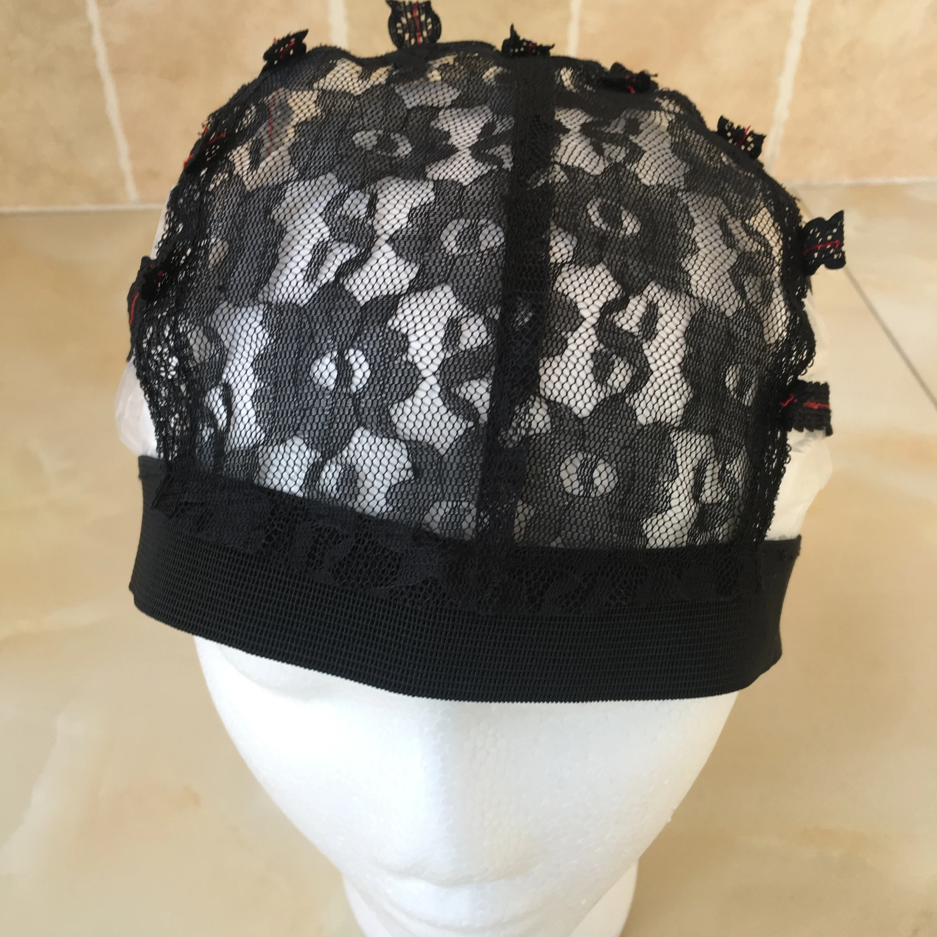Base Black elastic mesh Wig Cap For Making Wigs Stretch Adjustable with elastic Straps Wig weave Caps