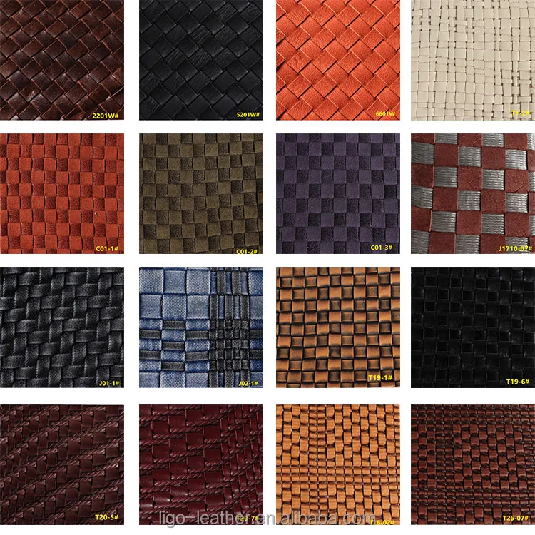 
Cow hide leather with weave pattern by handmade for bag furniture genuine leather 