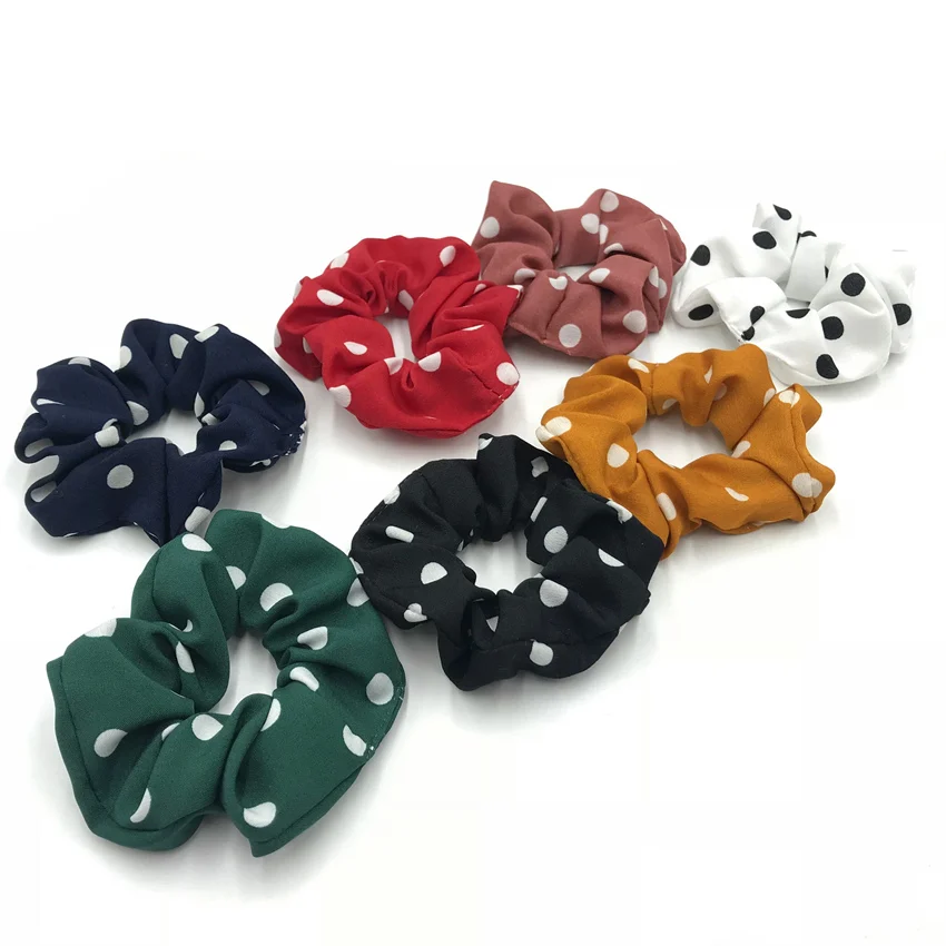 Хорошего качества резинки для волос в Горошек нейлоновый держатель для хвоста женские резинки оптом 100 шт./лот 7 видов цветов