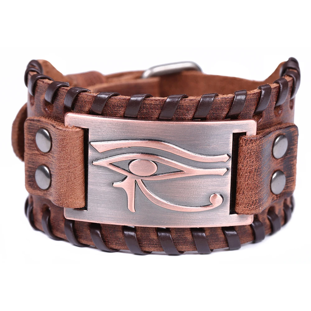 The Eye of Horus Wedjat Eye Talisman for Health and Happiness Bangle Leather Bracelet
